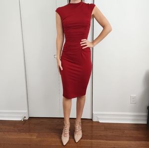 Marciano Red Ruched Bodycon Dress XS
